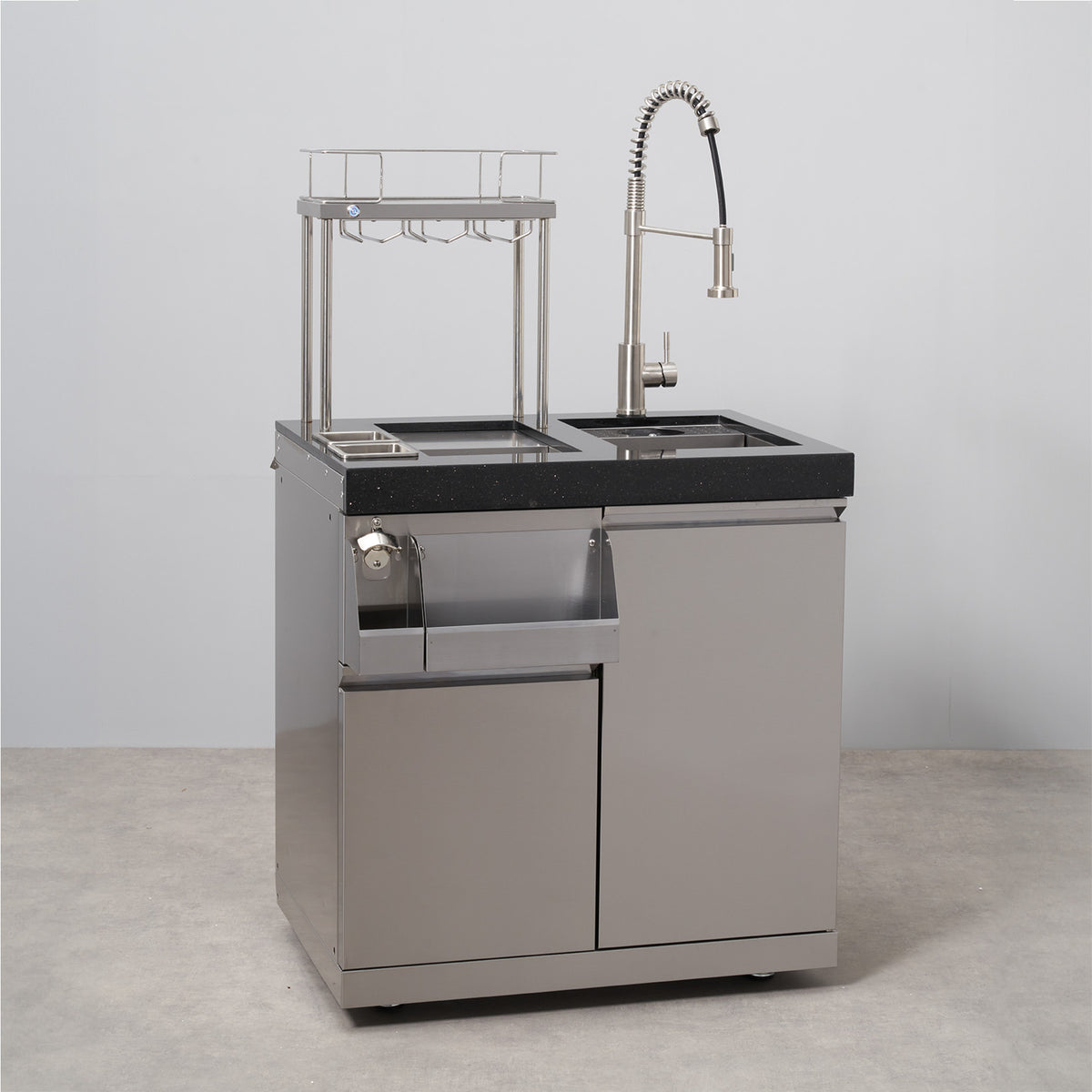 Draco Grills 6 Burner BBQ Modular Outdoor Kitchen with Cupboard, Double Fridge and Cocktail Station