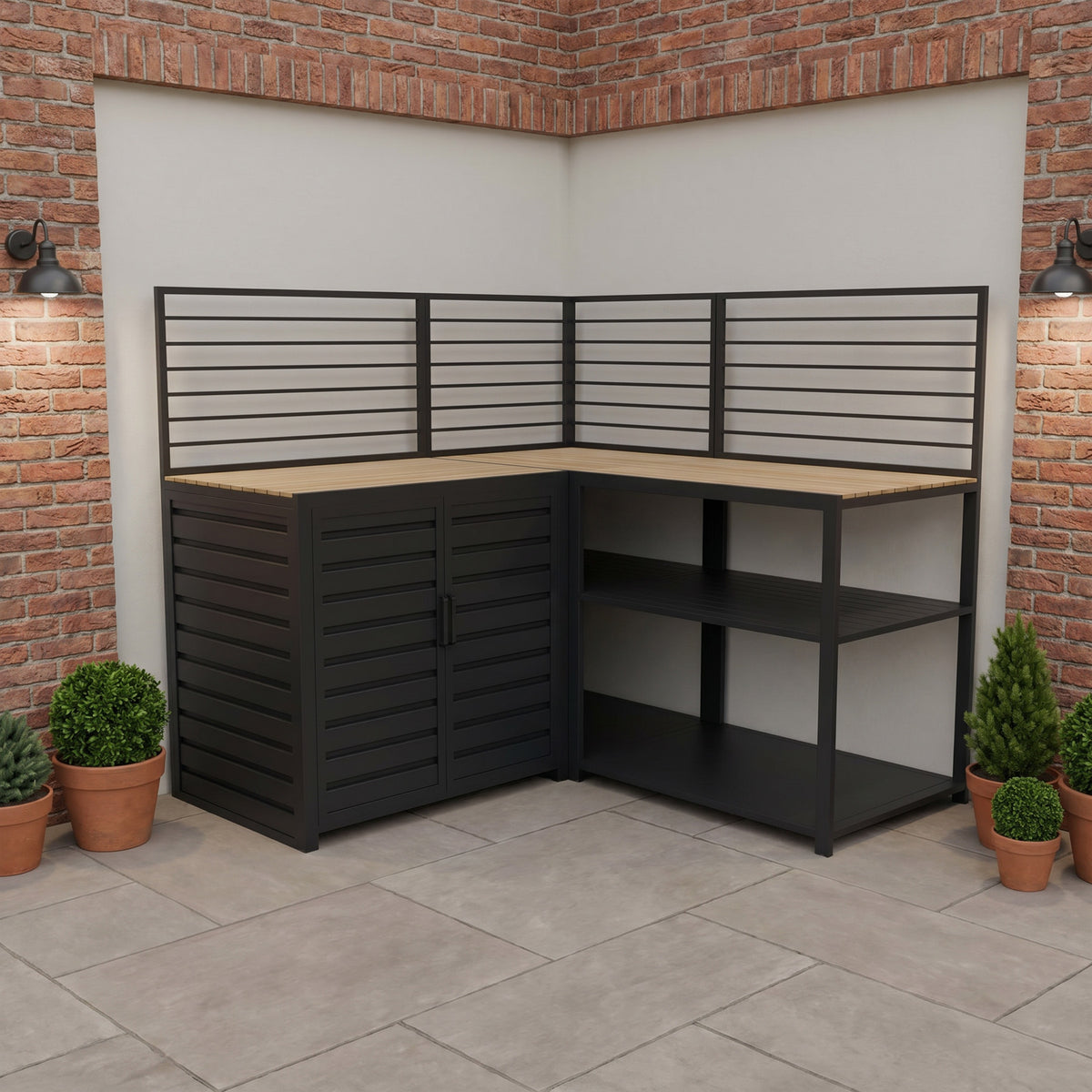 Draco Grills Scandic Modular Outdoor Kitchen with Double Cupboard Shelf & Corner Cabinet