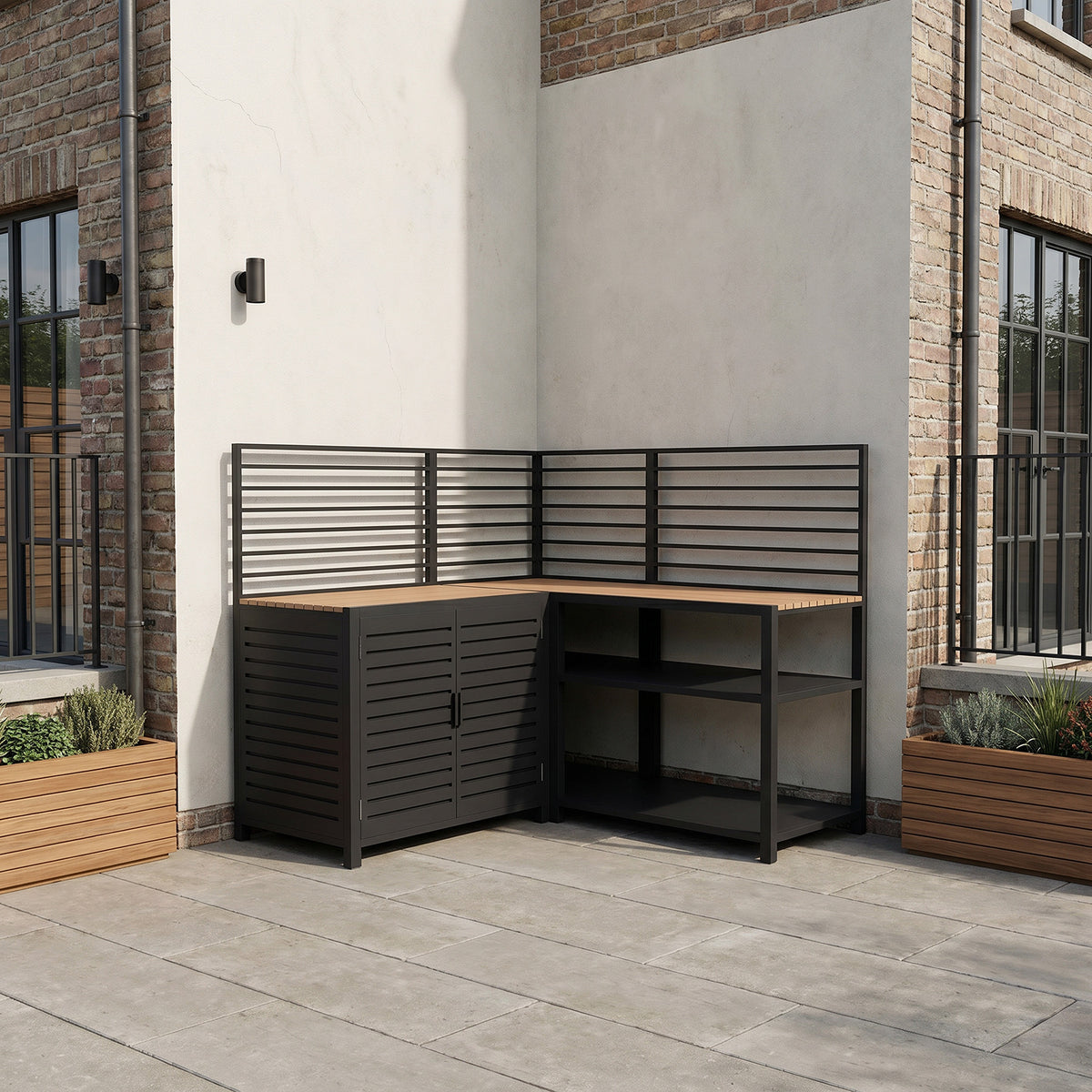 Draco Grills Scandic Modular Outdoor Kitchen with Double Cupboard Shelf & Corner Cabinet