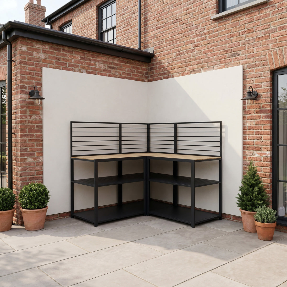 Draco Grills Scandic Modular Outdoor Kitchen with Two Double Shelf Cabinets & Corner Unit