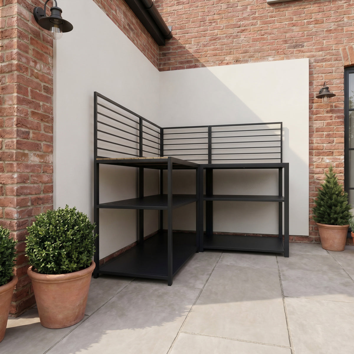 Draco Grills Scandic Modular Outdoor Kitchen with Two Double Shelf Cabinets & Corner Unit