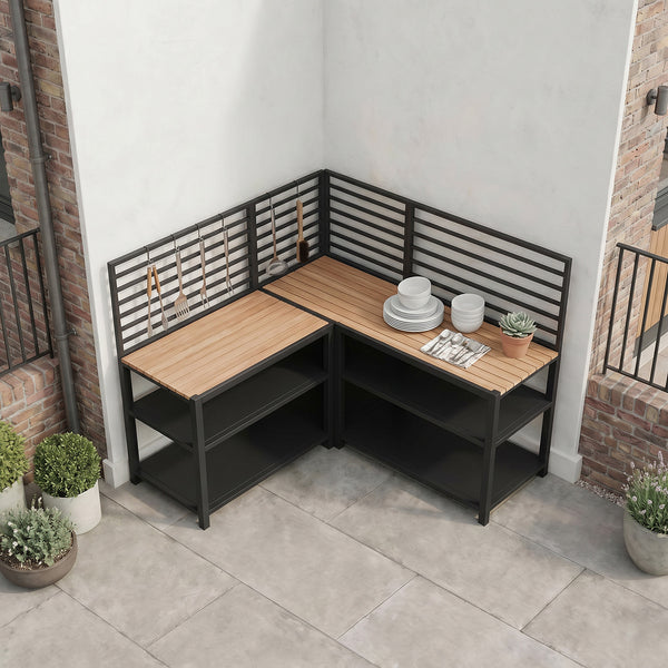 Draco Grills Scandic Outdoor Kitchen w/ Double Cabinets & Corner Unit ...