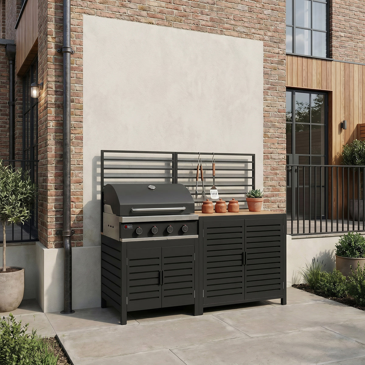 Draco Grills Scandic Modular 4 Burner Barbecue Cabinet with Double Cupboard