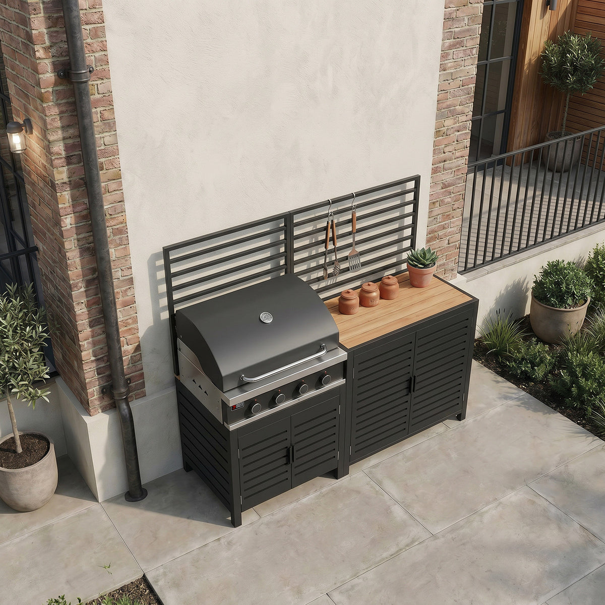 Draco Grills Scandic Modular 4 Burner Barbecue Cabinet with Double Cupboard