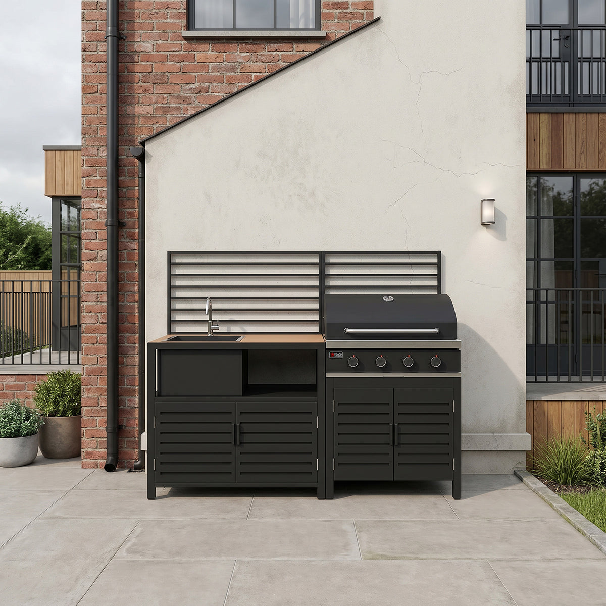 Draco Grills Scandic Modular 4 Burner Barbecue Cabinet with Sink Unit