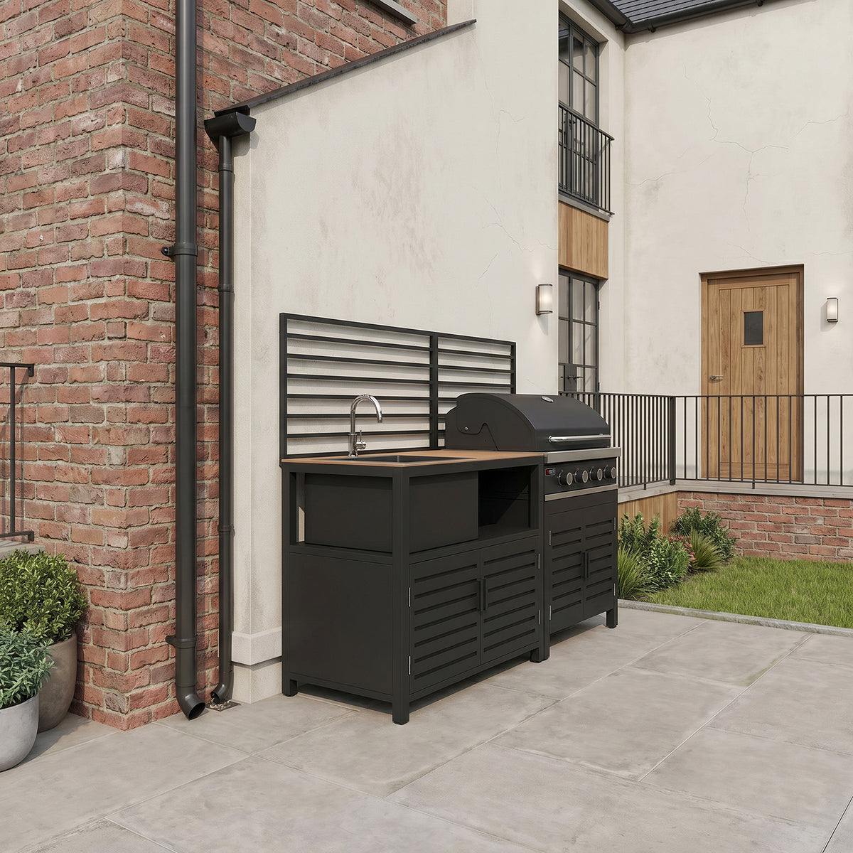 Draco Grills Scandic Modular 4 Burner Barbecue Cabinet with Sink Unit