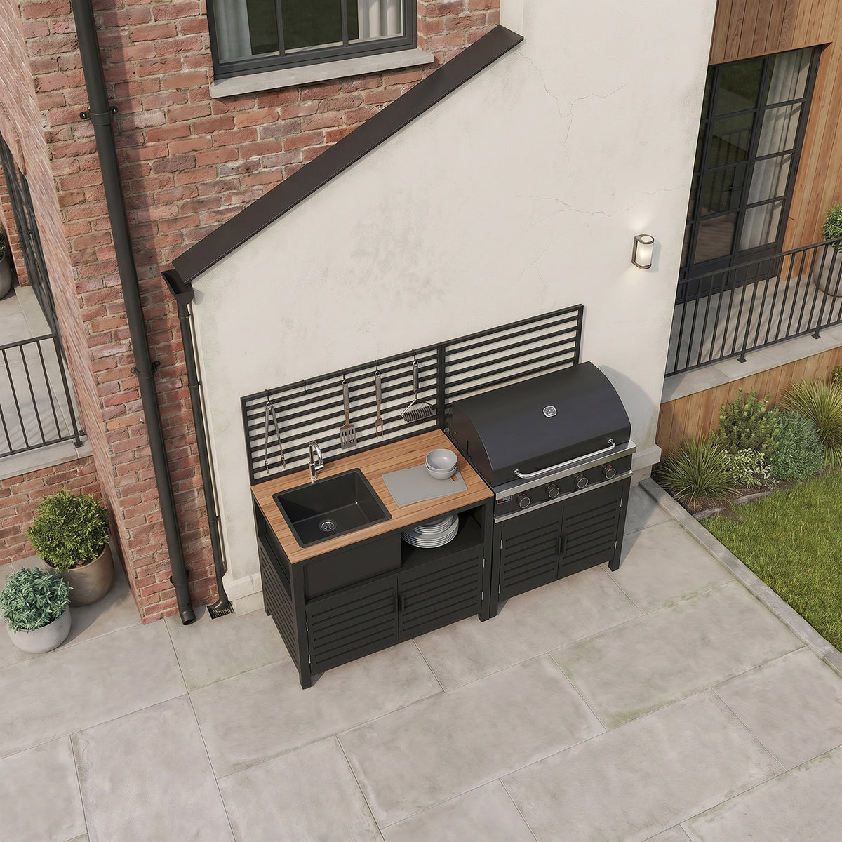 Draco Grills Scandic Modular 4 Burner Barbecue Cabinet with Sink Unit