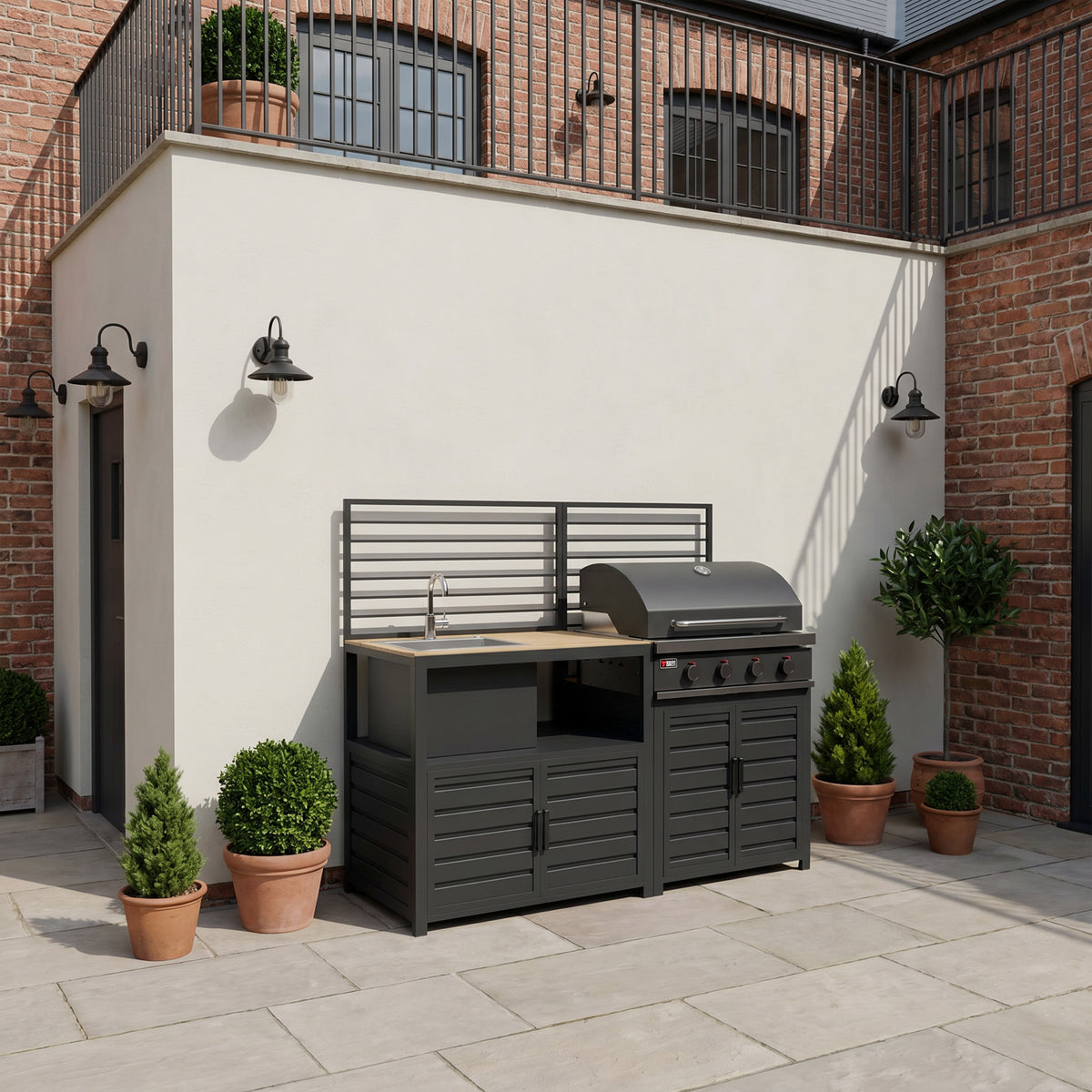 Draco Grills Scandic Modular 4 Burner Barbecue Cabinet with Sink Unit