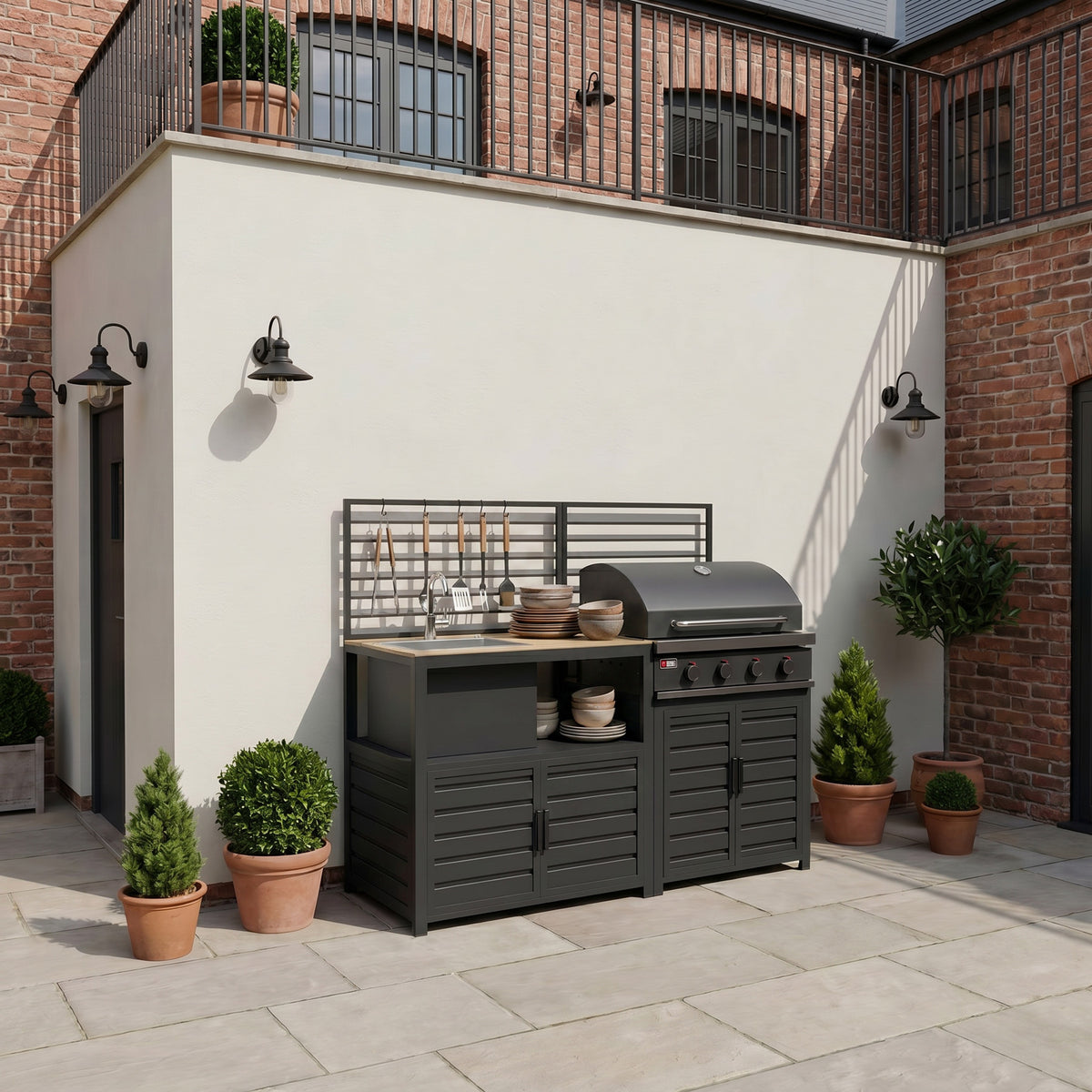 Draco Grills Scandic Modular 4 Burner Barbecue Cabinet with Sink Unit