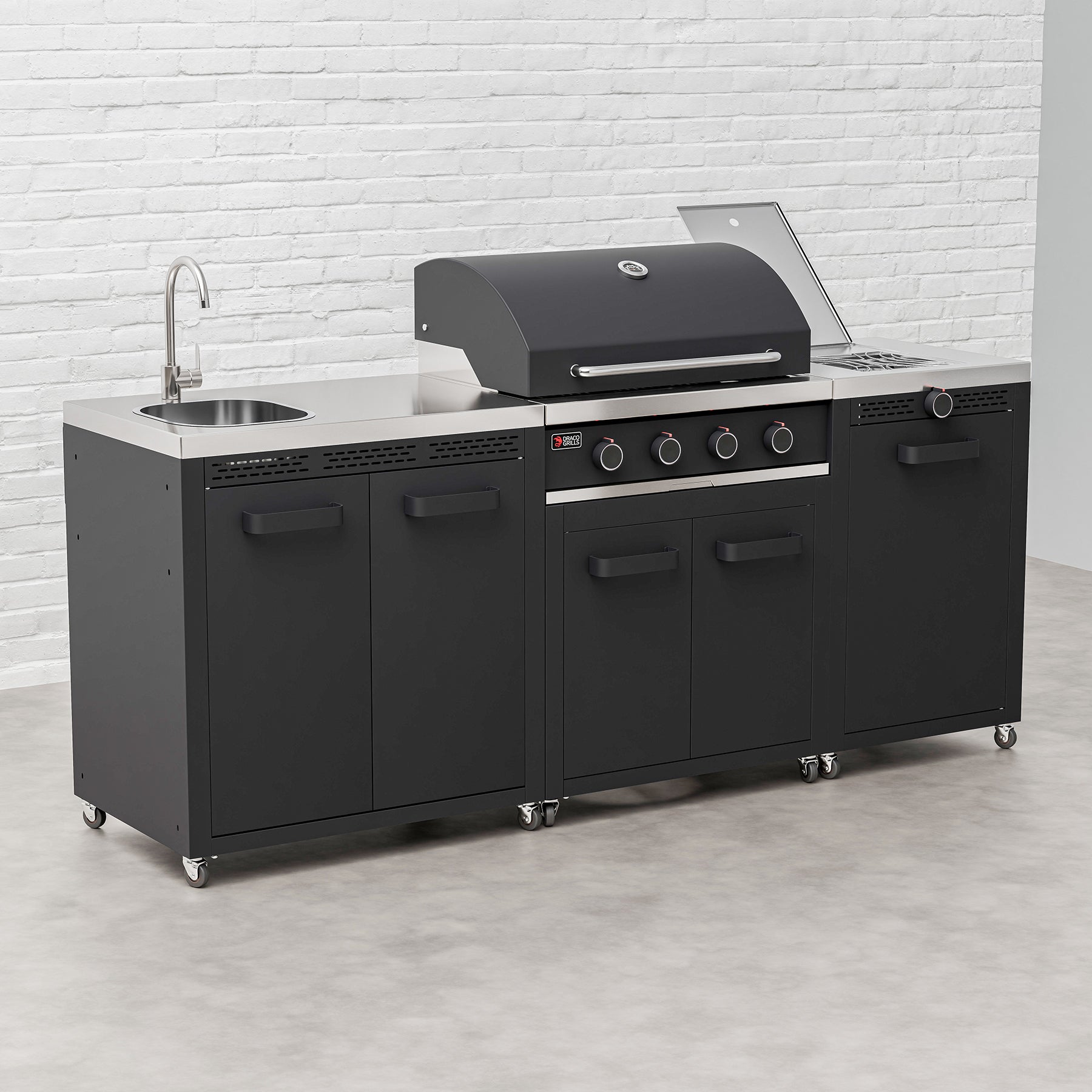 Draco Grills Titan Burner Black Outdoor Kitchen Gas Barbecue