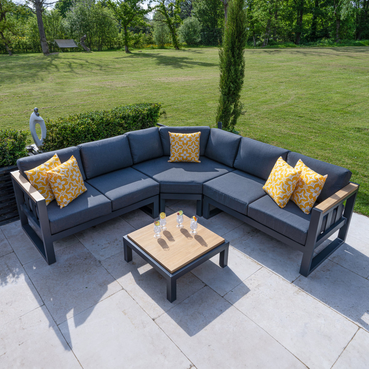 Bracken Outdoors Seattle Deluxe Teak and Aluminium Corner Sofa Lounge Set