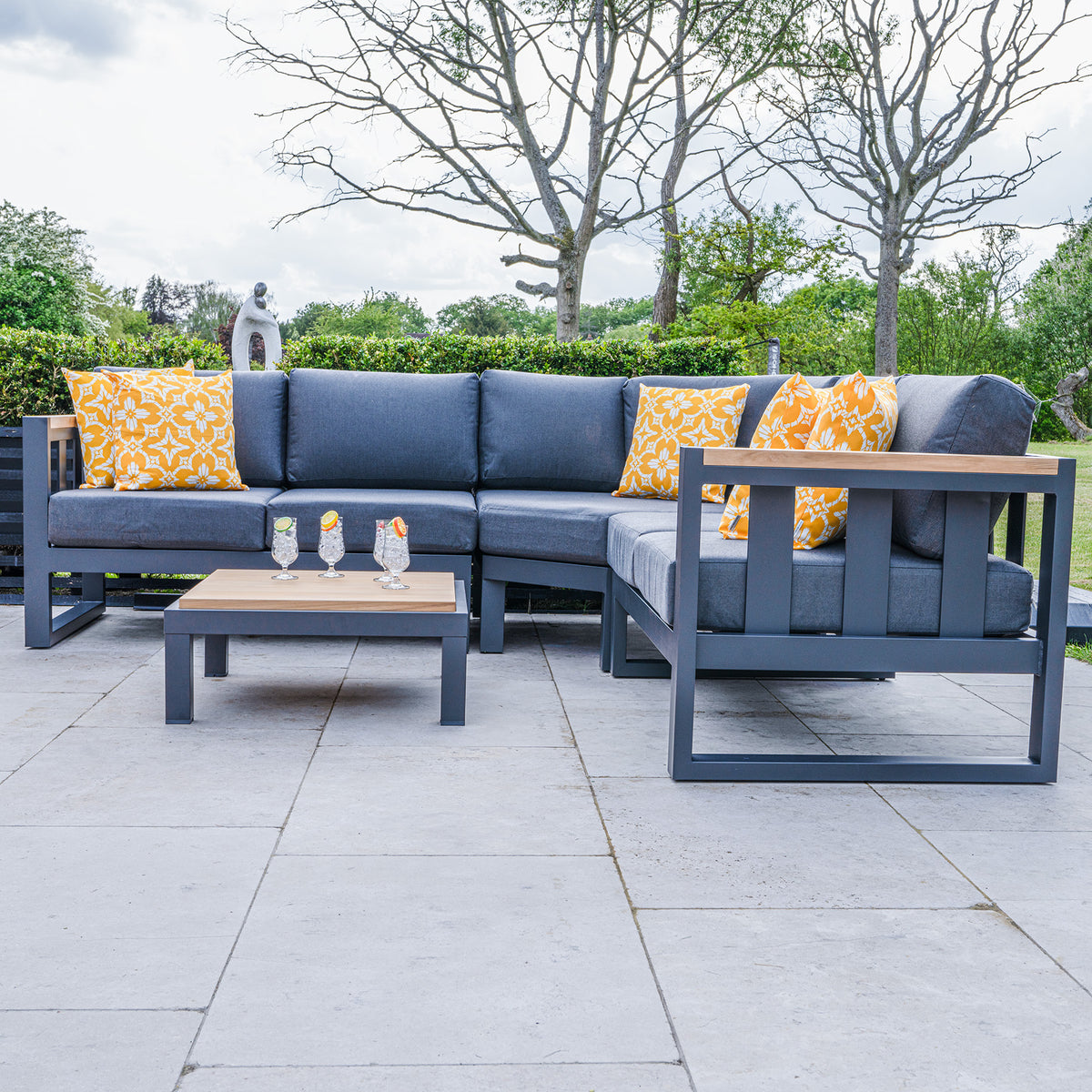 Bracken Outdoors Seattle Deluxe Teak and Aluminium Corner Sofa Lounge Set