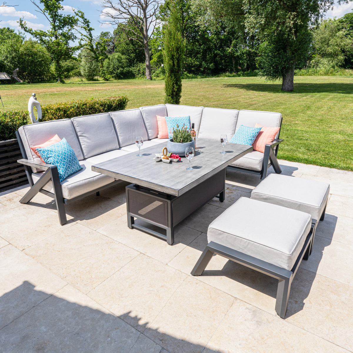 Bracken Outdoors Calgary Corner Sofa Garden Furniture Set with Height Adjustable Table