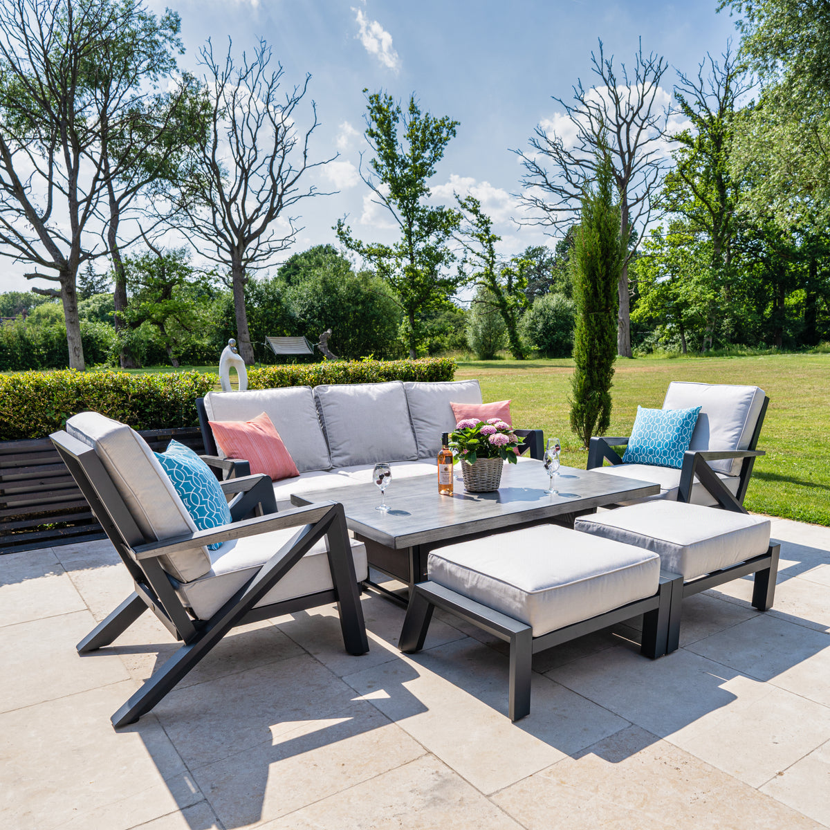 Bracken Outdoors Calgary Lounge Sofa Garden Furniture Set with Height Adjustable Table