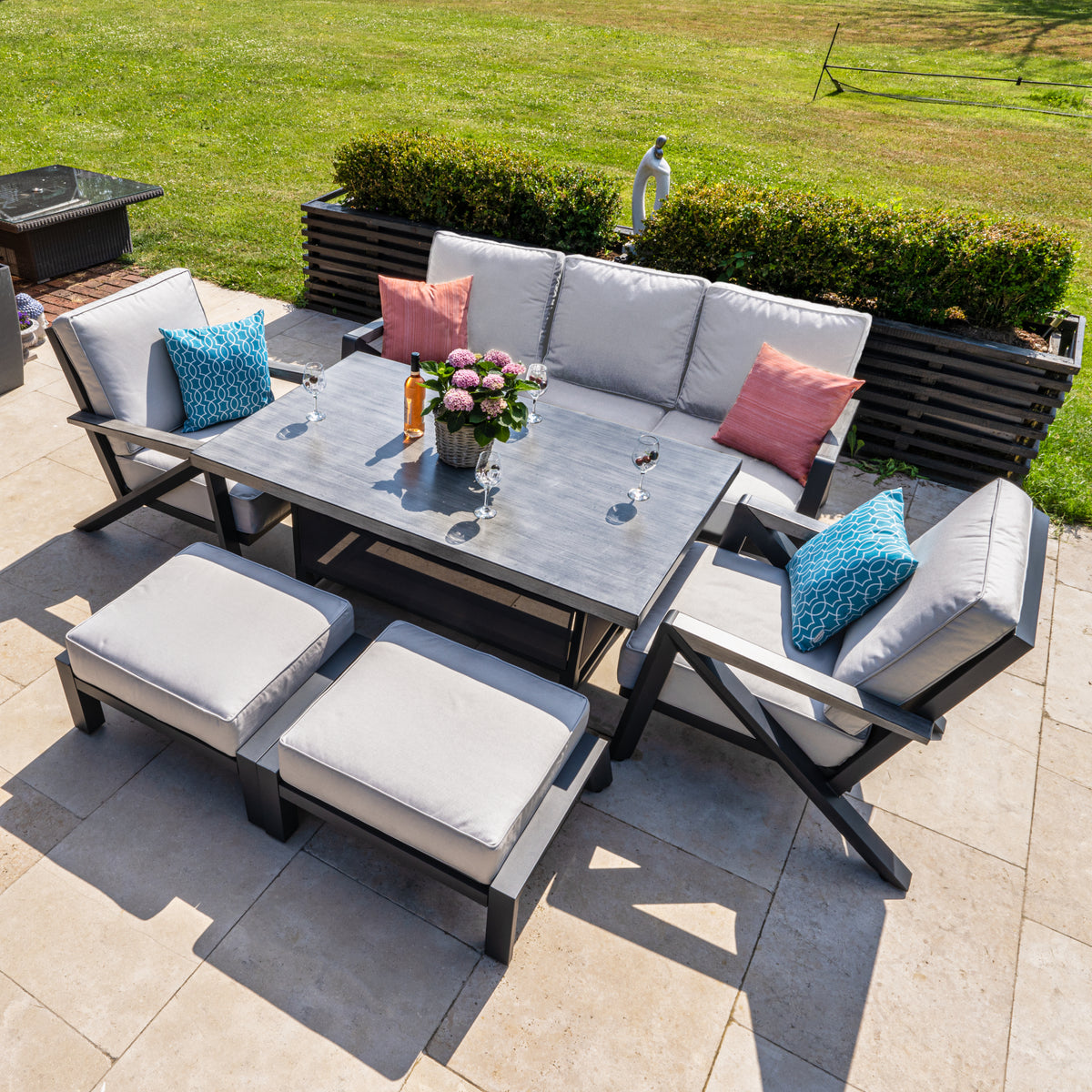 Bracken Outdoors Calgary Lounge Sofa Garden Furniture Set with Height Adjustable Table