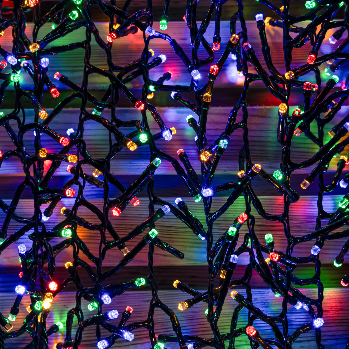 Multi-Coloured LED Multi-Function Christmas Cluster Lights - 960 &amp; 2000