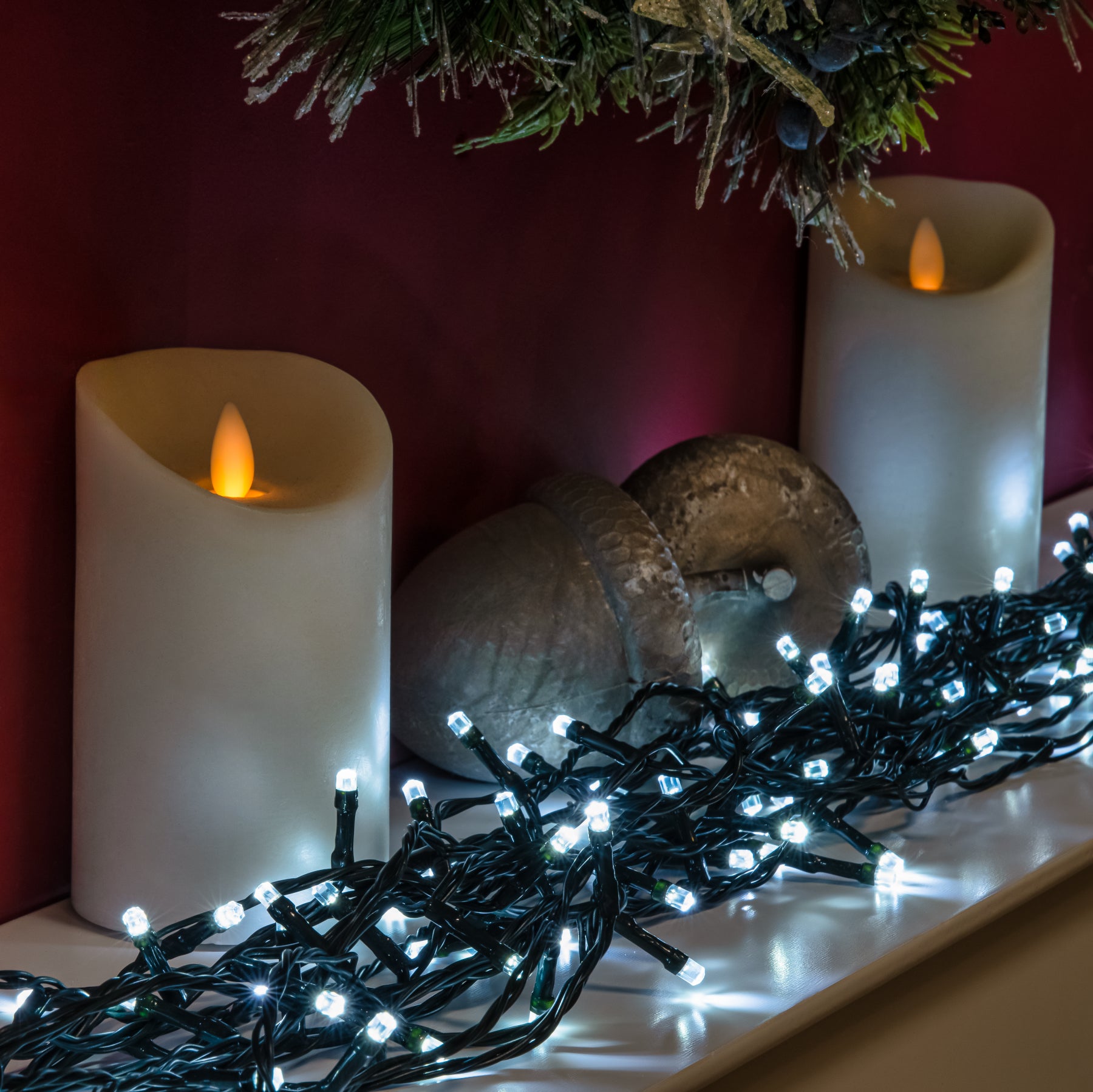 White LED Multi-Function Christmas String Lights - 120, 240, 360, 480 ...