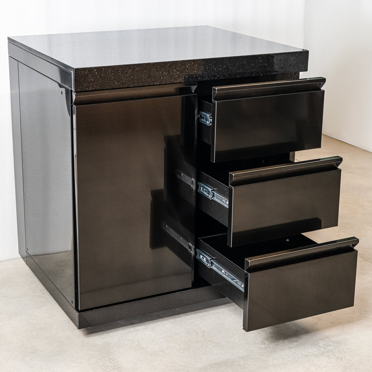 Draco Grills Outdoor Kitchen Black Stainless Steel Waste Bin Cabinet