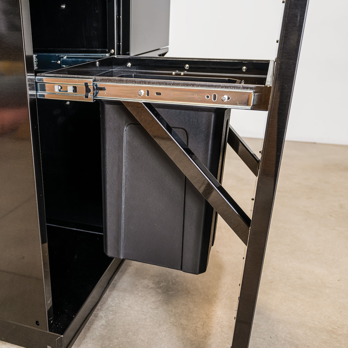Draco Grills Outdoor Kitchen Black Stainless Steel Waste Bin Cabinet