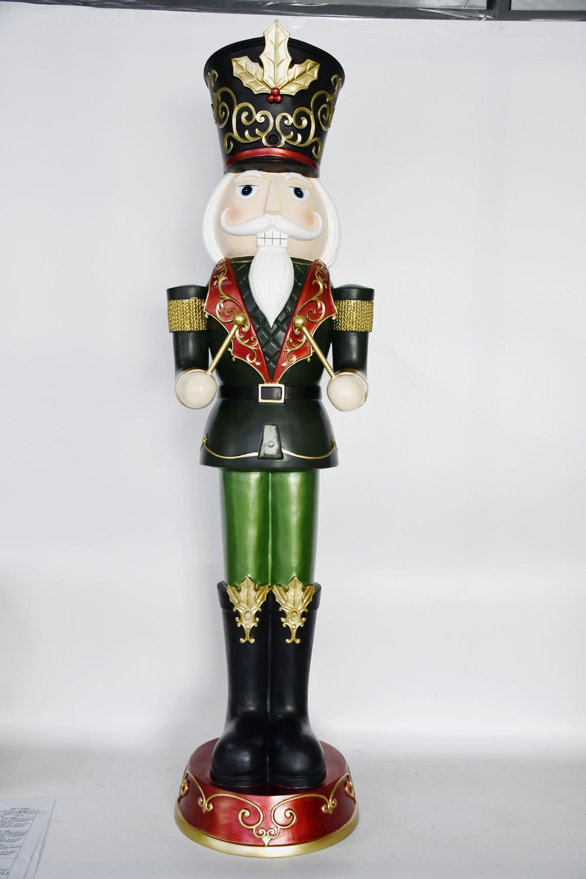 4ft Traditional Christmas Nutcracker Soldier Drummer Red and Green with LED Lights
