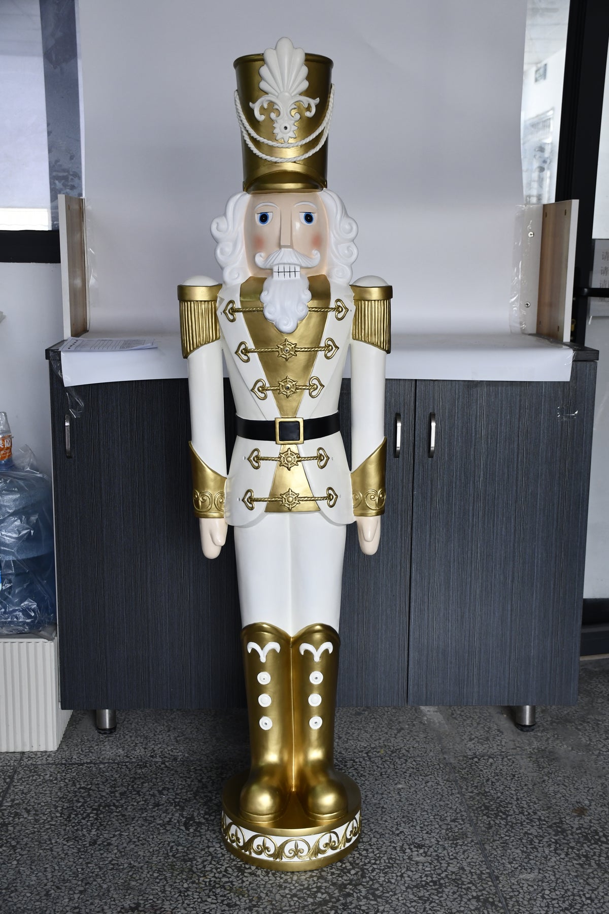 5.5ft Traditional Christmas Nutcracker Soldier - Cream and Gold with LED Lights