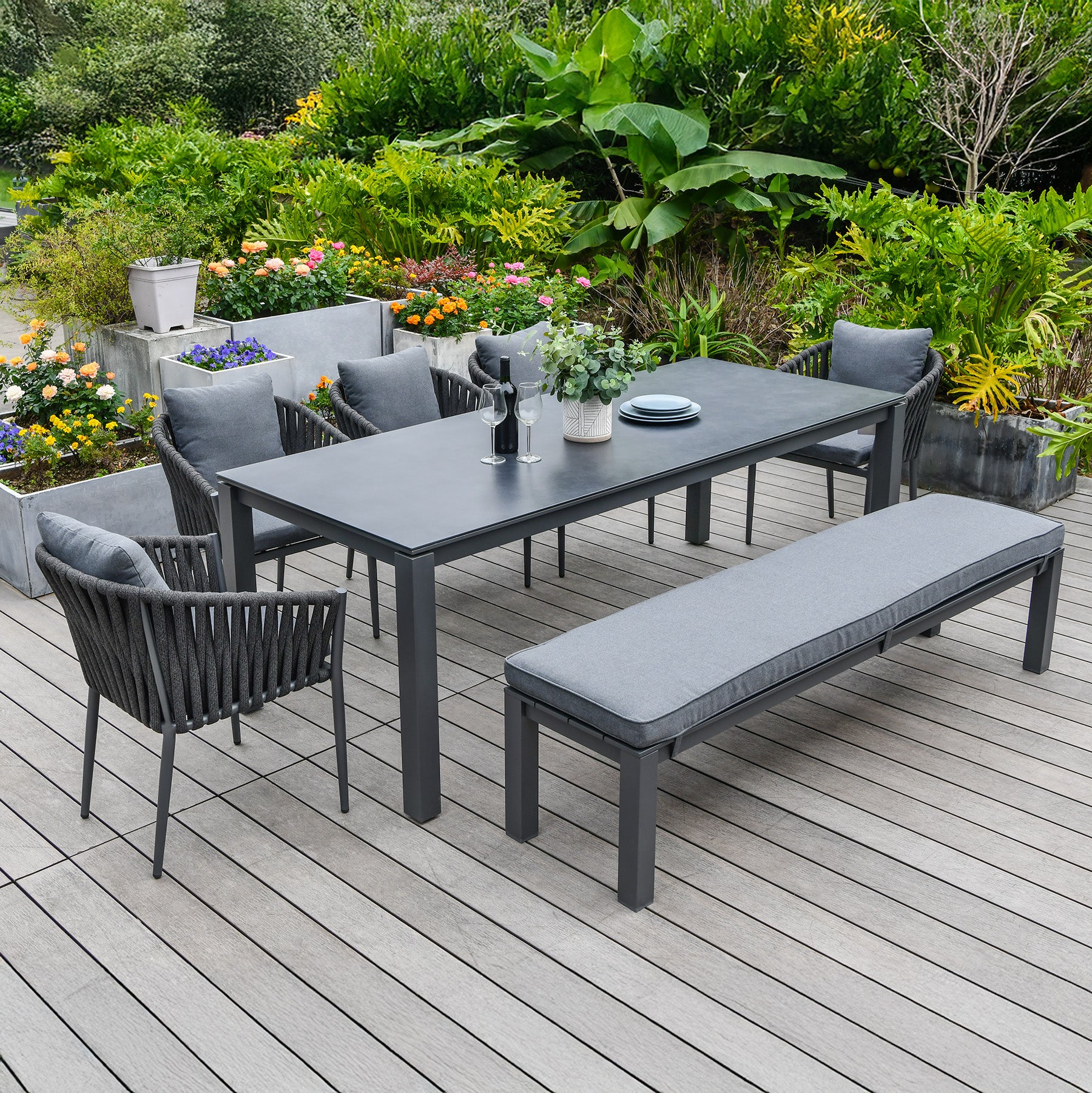 Bracken Outdoors Maldives Rope Aluminium Seat Rectangular Garden