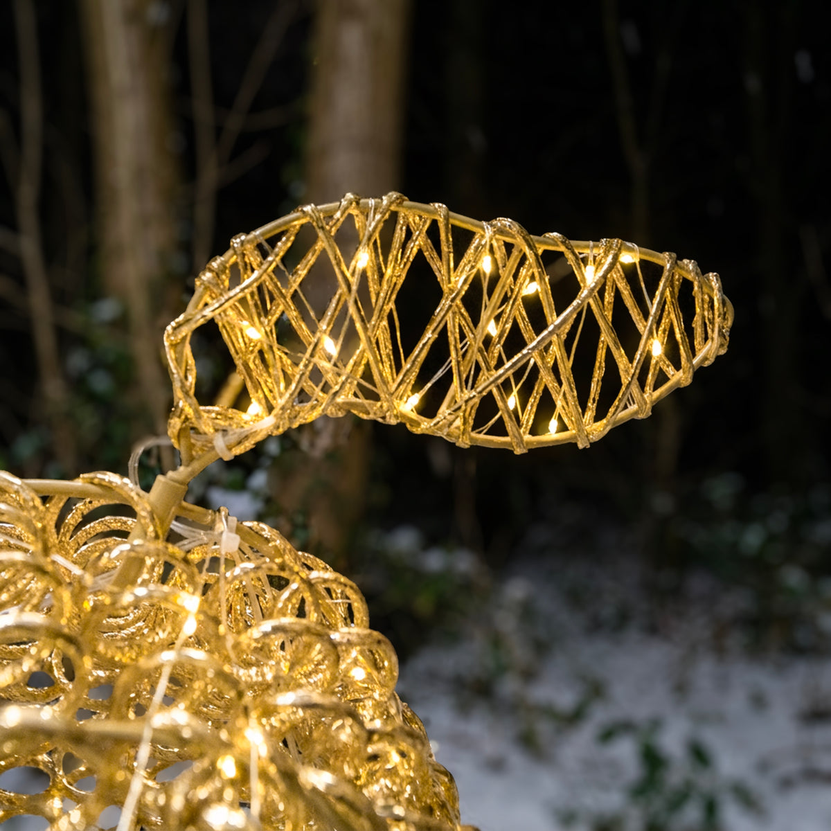 Pre-Lit Christmas Gold Curly Standing Stag 1.4m with 1440 Warm White LED Micro-Lights