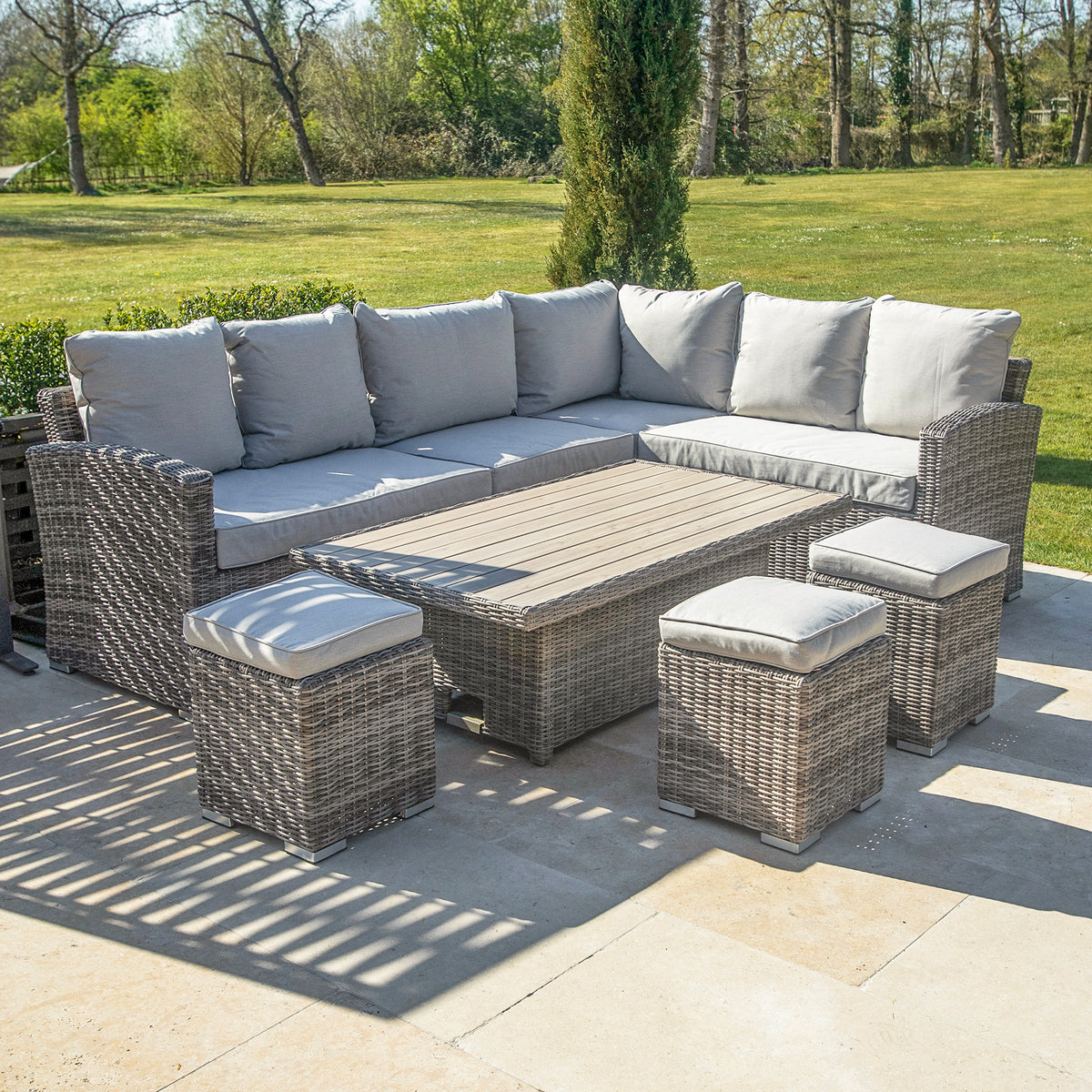 Kettler Palma Adjustable Table with Rattan Corner Sofa Set