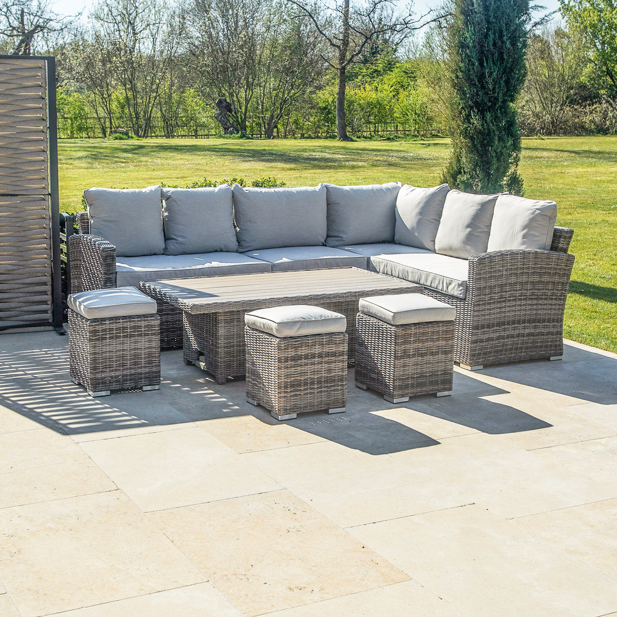 Kettler Palma Adjustable Table with Rattan Corner Sofa Set