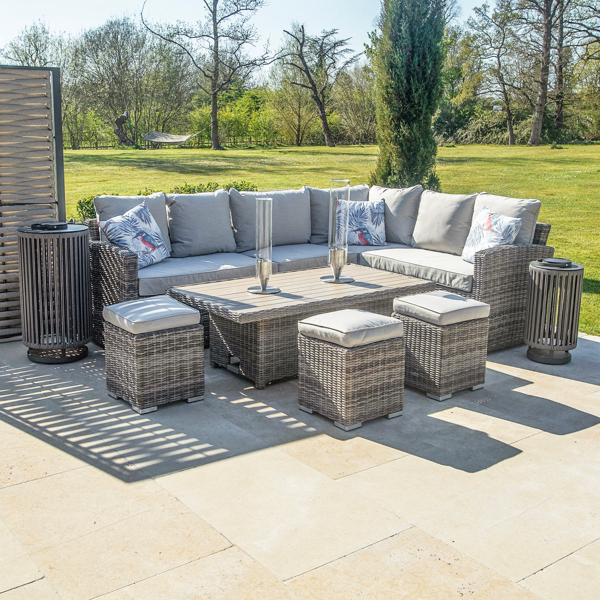 Kettler Palma Adjustable Table with Rattan Corner Sofa Set