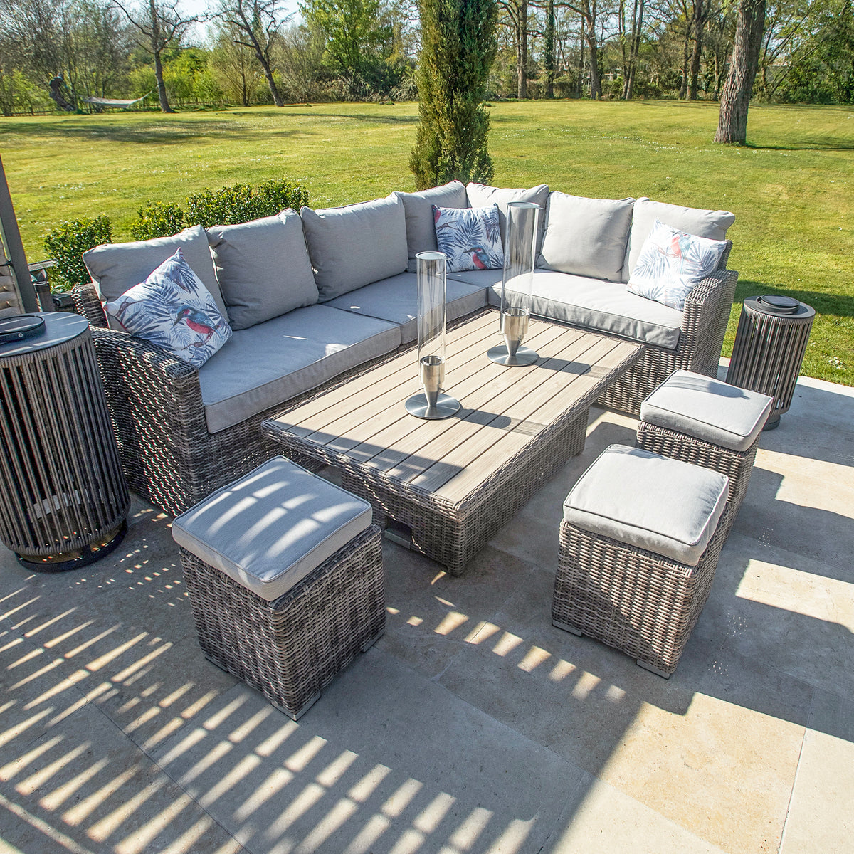 Kettler Palma Adjustable Table with Rattan Corner Sofa Set