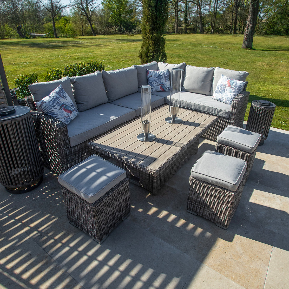 Kettler Palma Adjustable Table with Rattan Corner Sofa Set