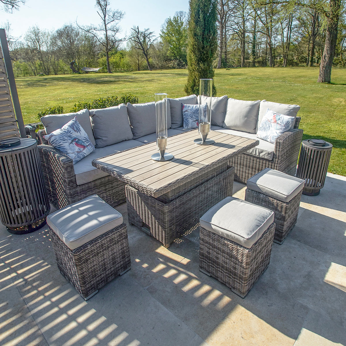 Kettler Palma Adjustable Table with Rattan Corner Sofa Set