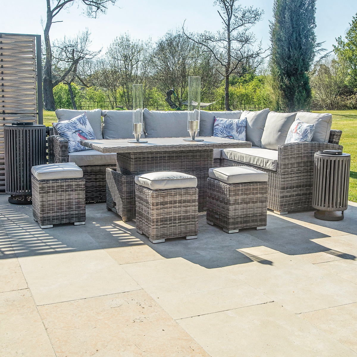 Kettler Palma Adjustable Table with Rattan Corner Sofa Set