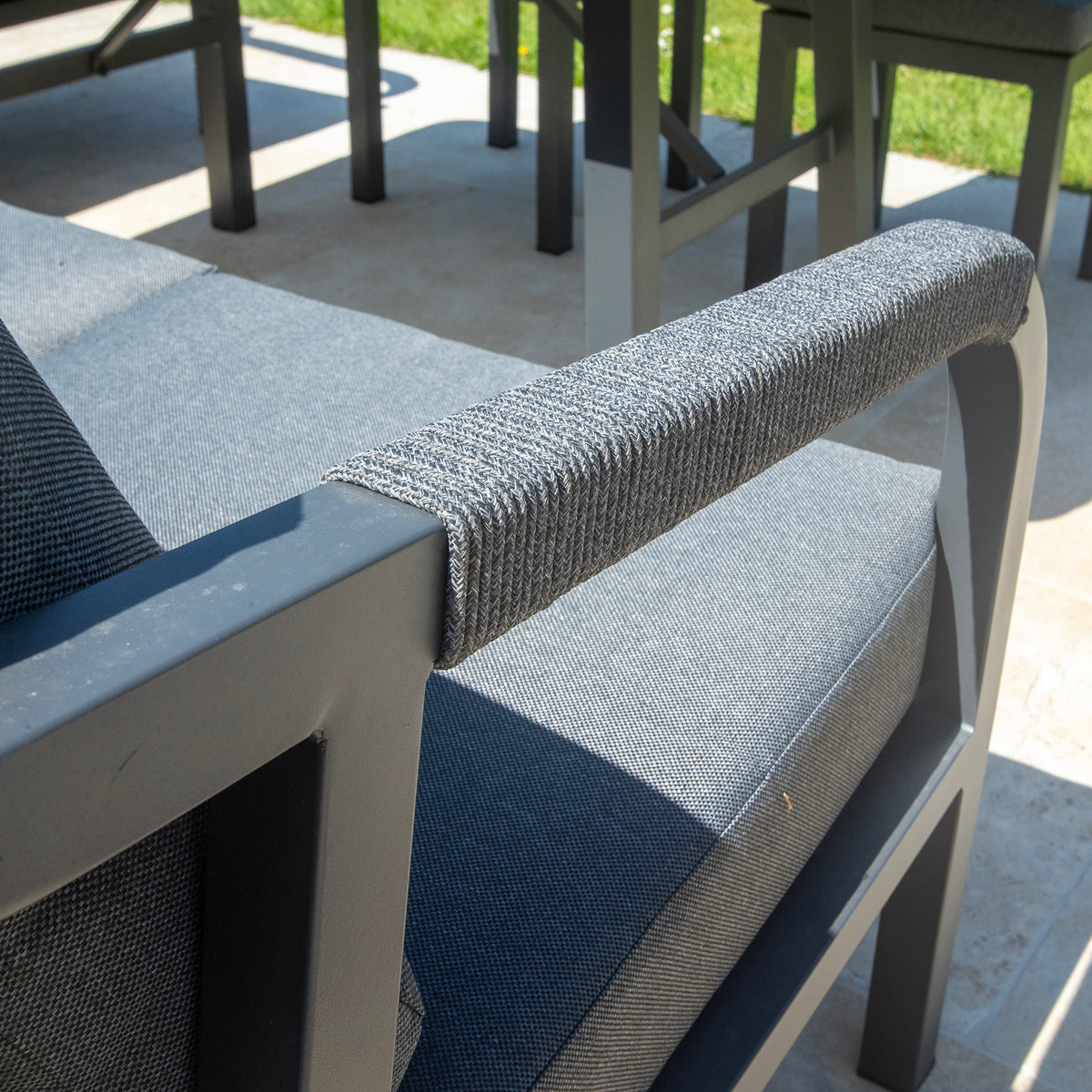 Bracken Outdoors Antigua Rope Aluminium L Shape Corner Garden Sofa Set with Dining Table