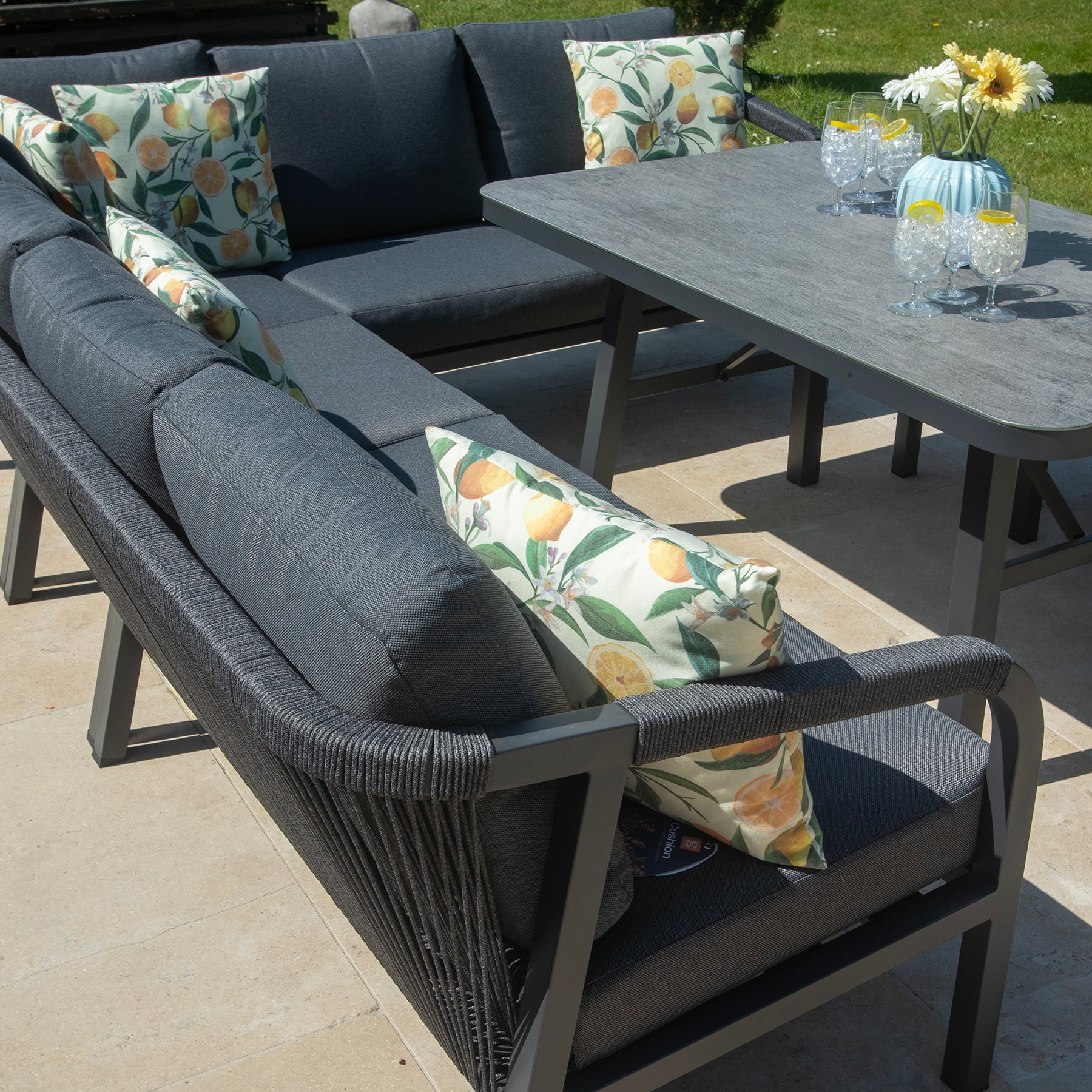 Bracken Outdoors Antigua Rope Aluminium Corner Sofa and Dining