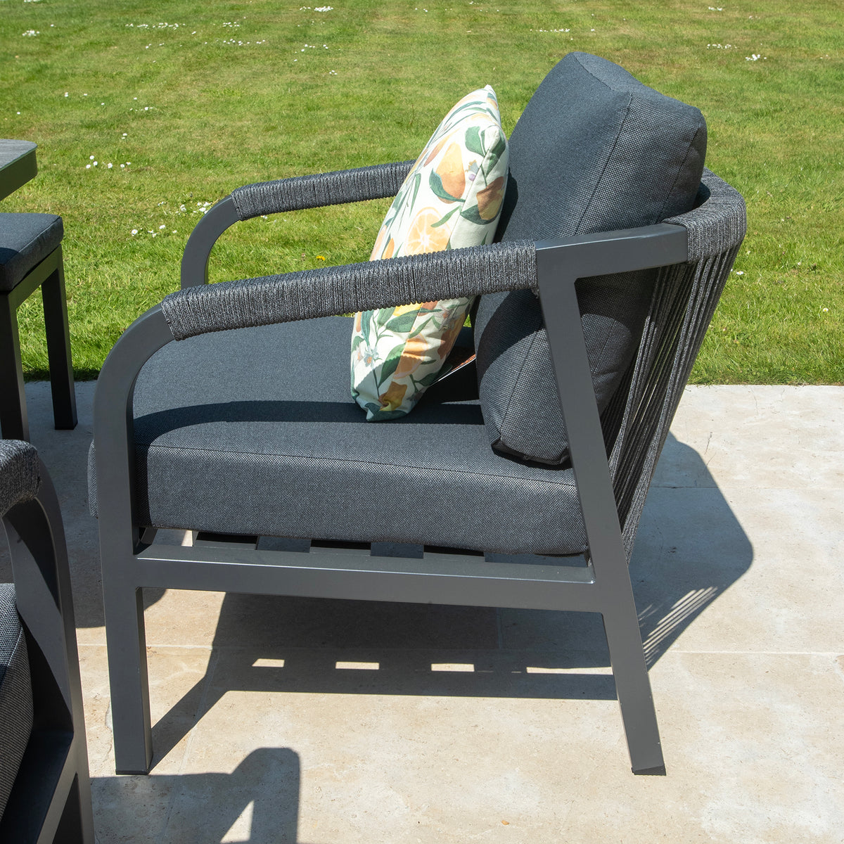 Bracken Outdoors Antigua Rope Aluminium L Shape Corner Sofa Set with Dining Table and Chair