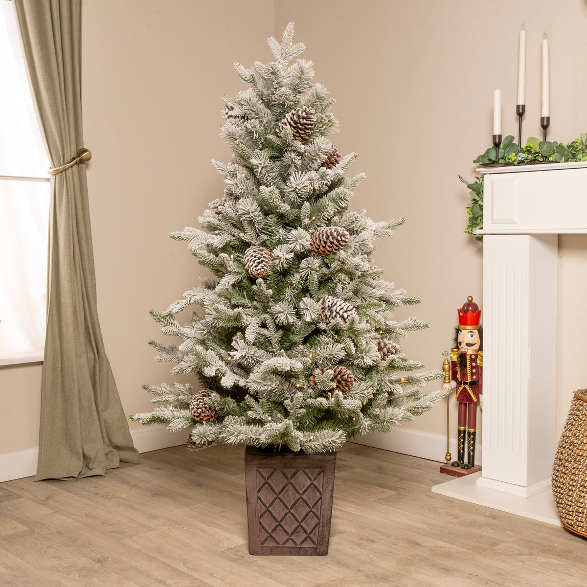 Kensington Fir Artificial Pre-Lit Frosted PE Christmas Tree 4.5FT, 6.5FT, 7.5FT