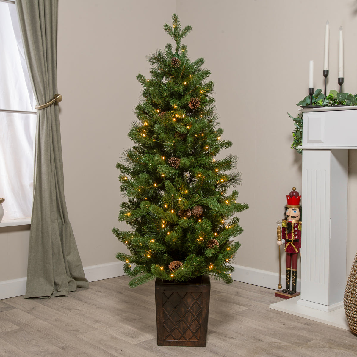 Stirling Pre-Lit PVC Potted Artificial Christmas Tree 4FT
