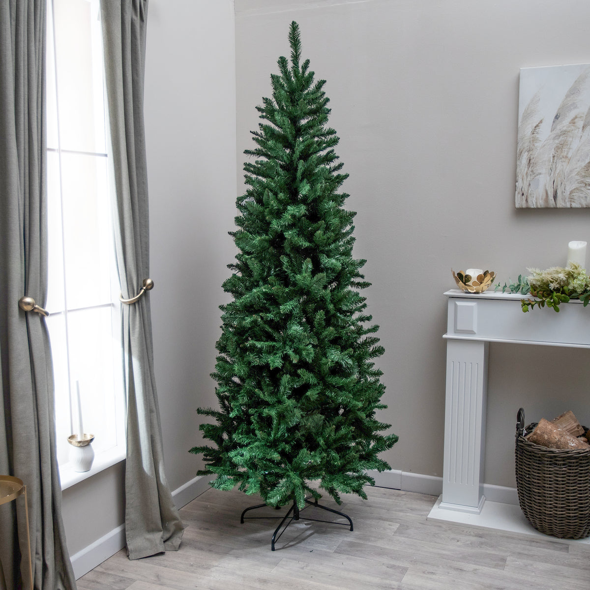 Wentworth Artificial PVC Green Slim Christmas Tree 6FT, 7FT