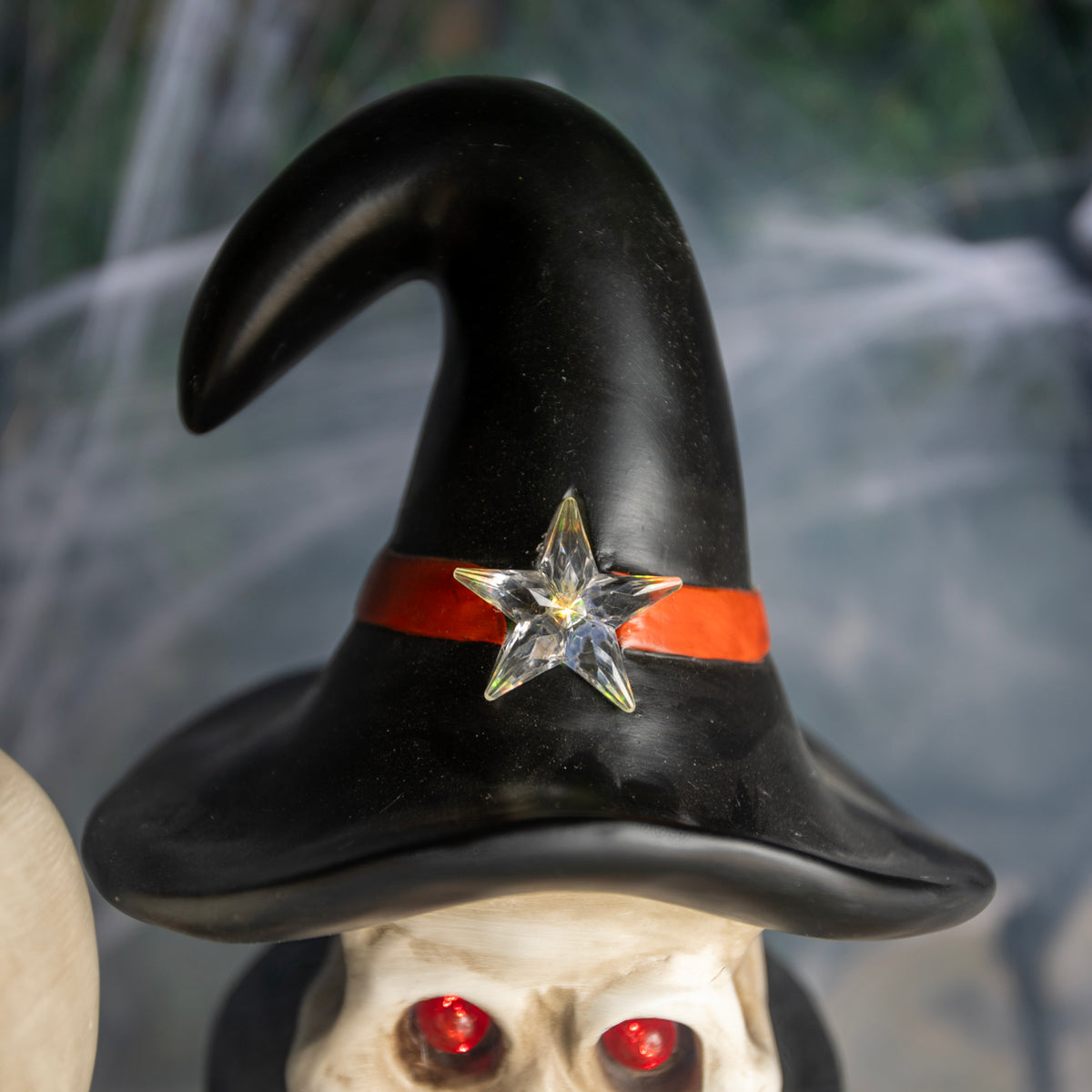 4ft Halloween Skeleton Nutcracker Orange and Black with Skull Staff and LED Lights