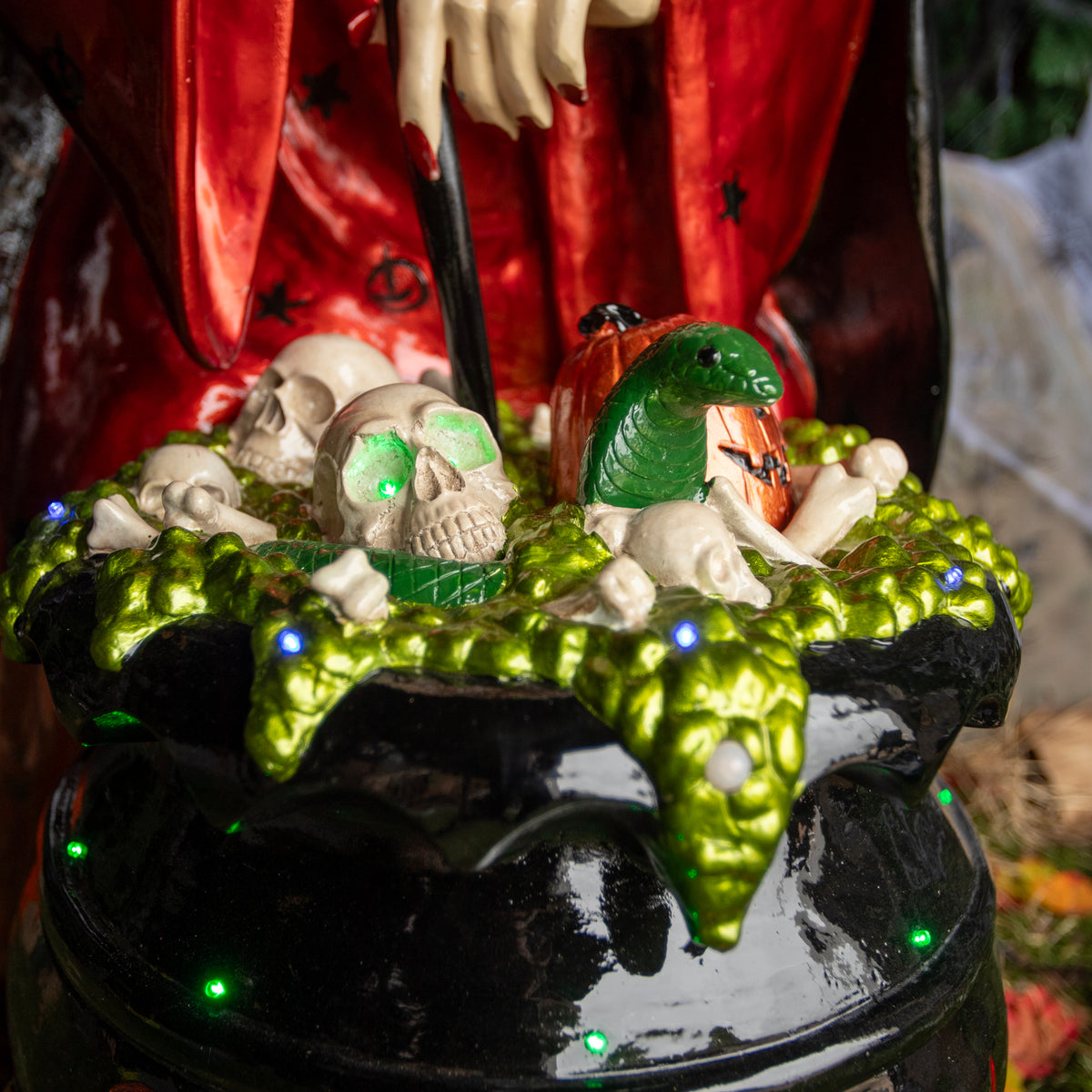 4ft Traditional Halloween Witch and Cauldron Figure with LED Lights