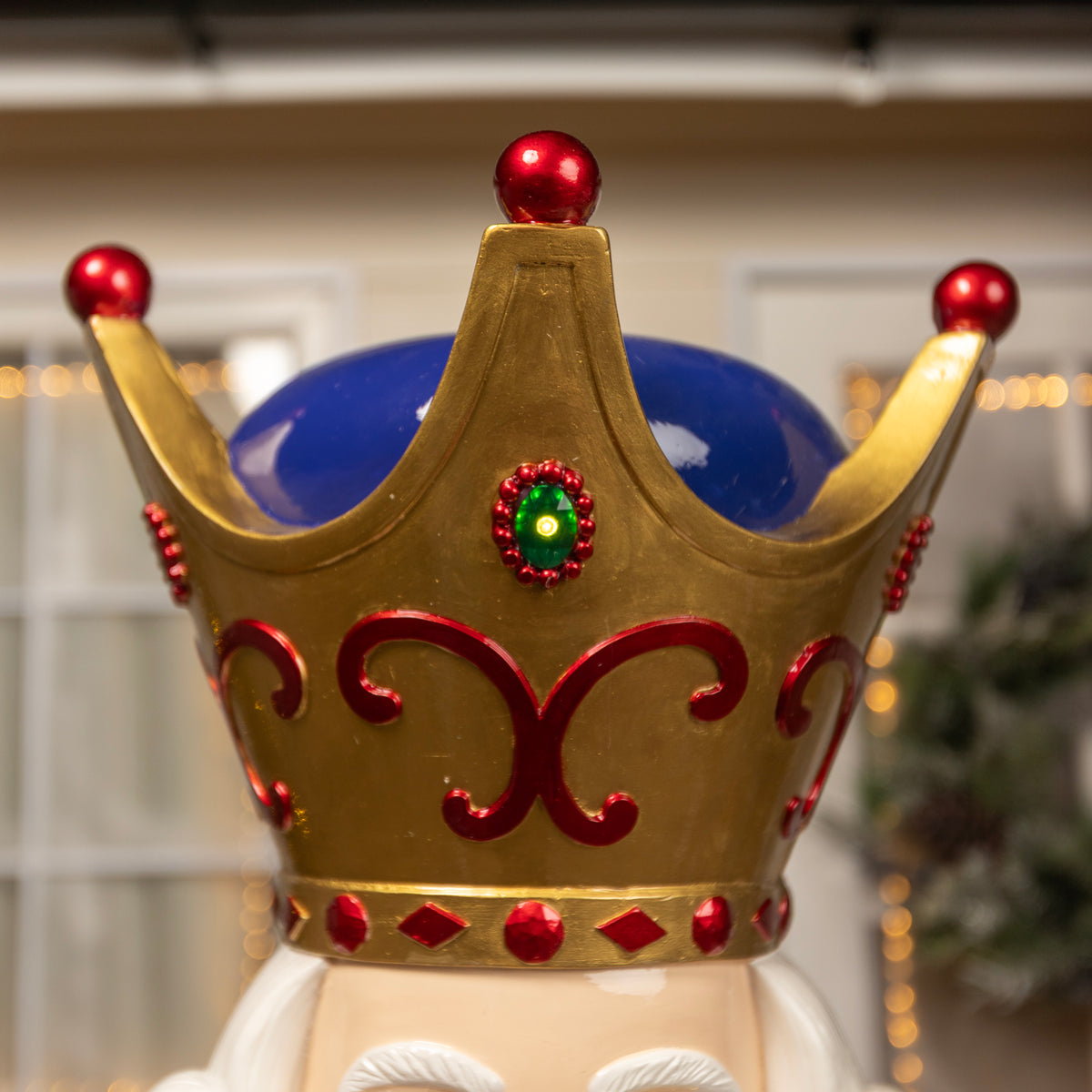 6ft Traditional Christmas Nutcracker King - Red, Blue and Cream with LED Lights