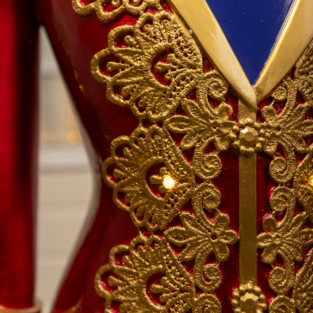 6ft Traditional Christmas Nutcracker King - Red, Blue and Cream with LED Lights