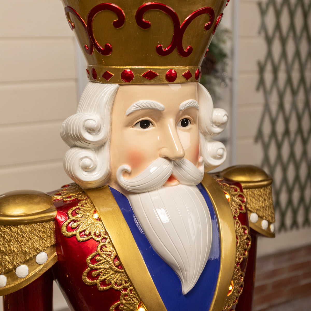 6ft Traditional Christmas Nutcracker King - Red, Blue and Cream with LED Lights