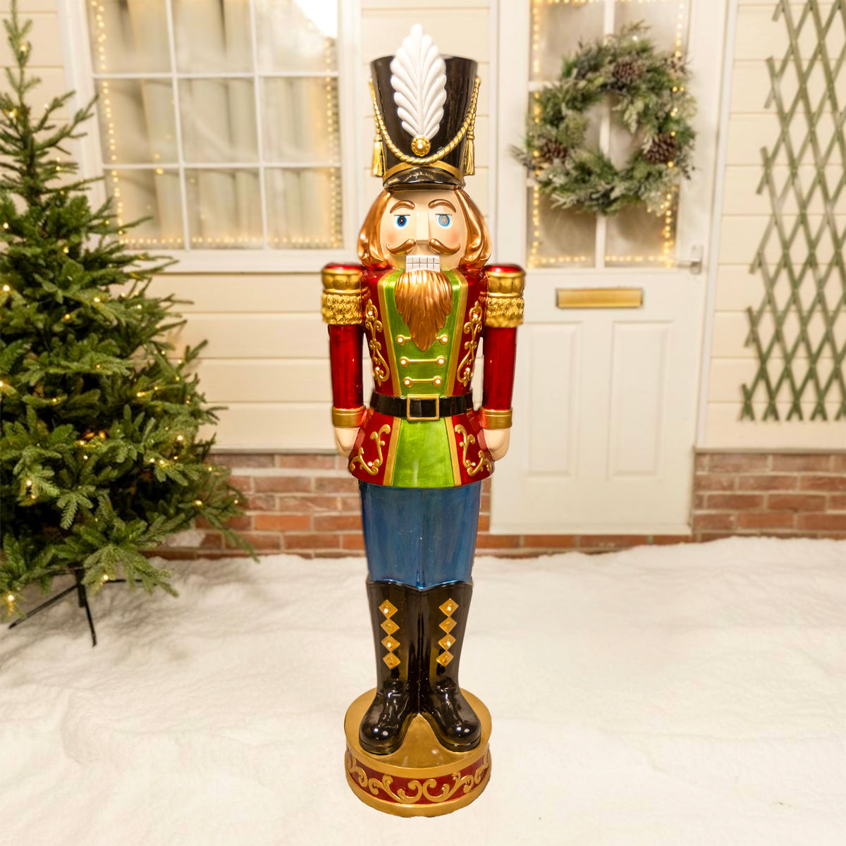 5.5ft Traditional Christmas Nutcracker Soldier - Red, Blue and Green with LED Lights