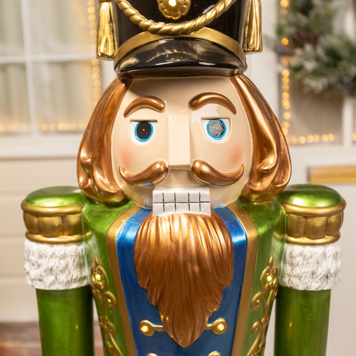 5.5ft Traditional Christmas Nutcracker Soldier - Green, Red and Blue with LED Lights