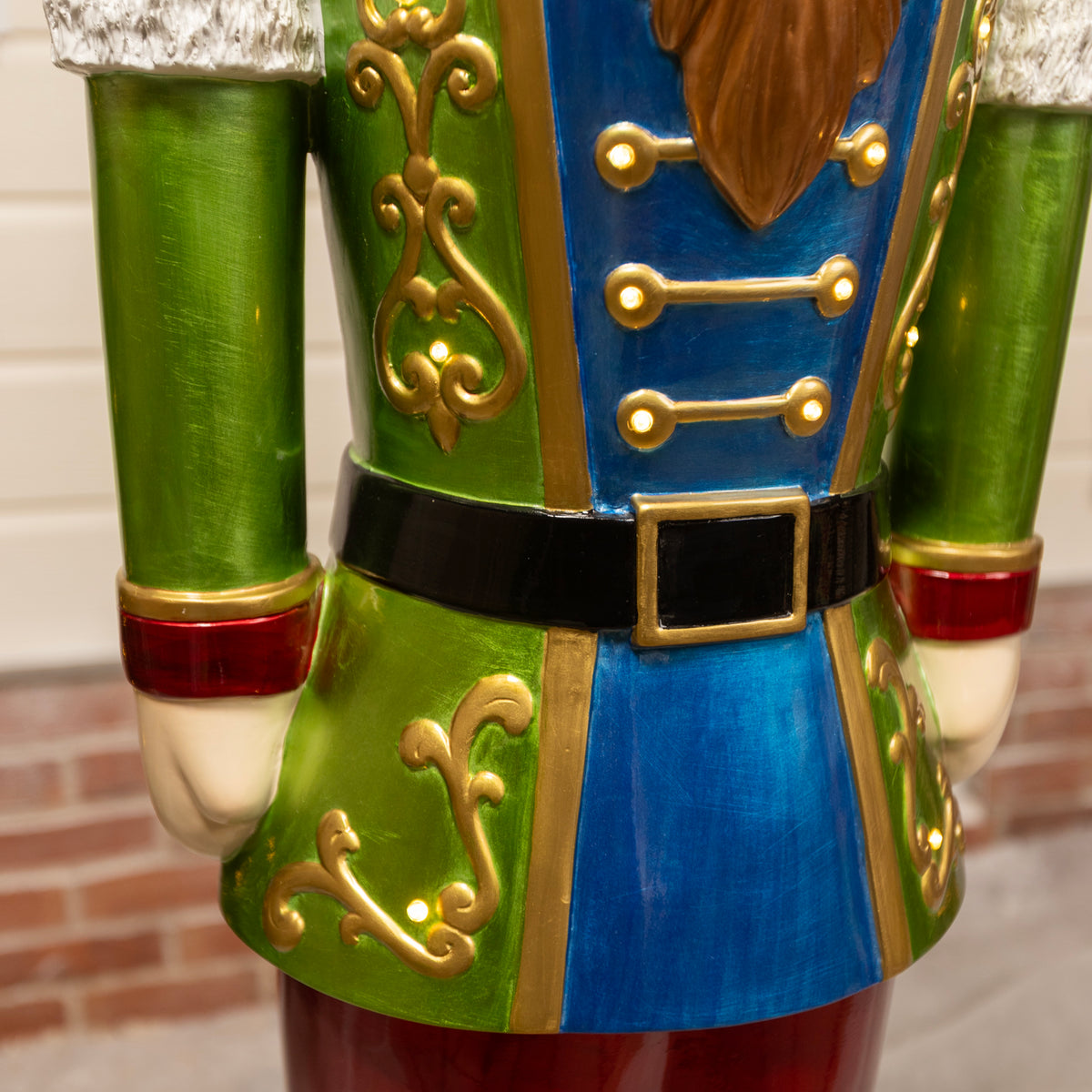 5.5ft Traditional Christmas Nutcracker Soldier - Green, Red and Blue with LED Lights