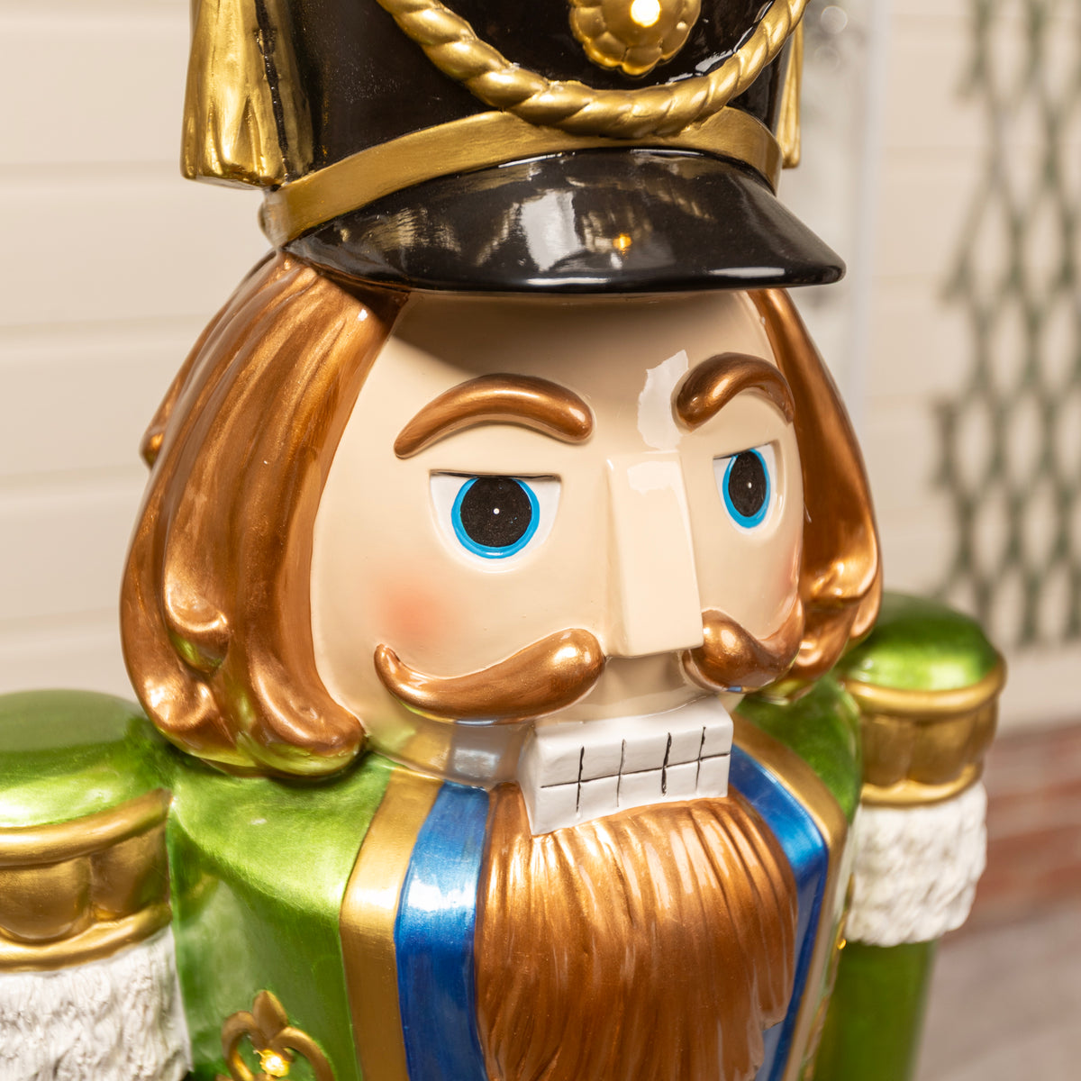 5.5ft Traditional Christmas Nutcracker Soldier - Green, Red and Blue with LED Lights