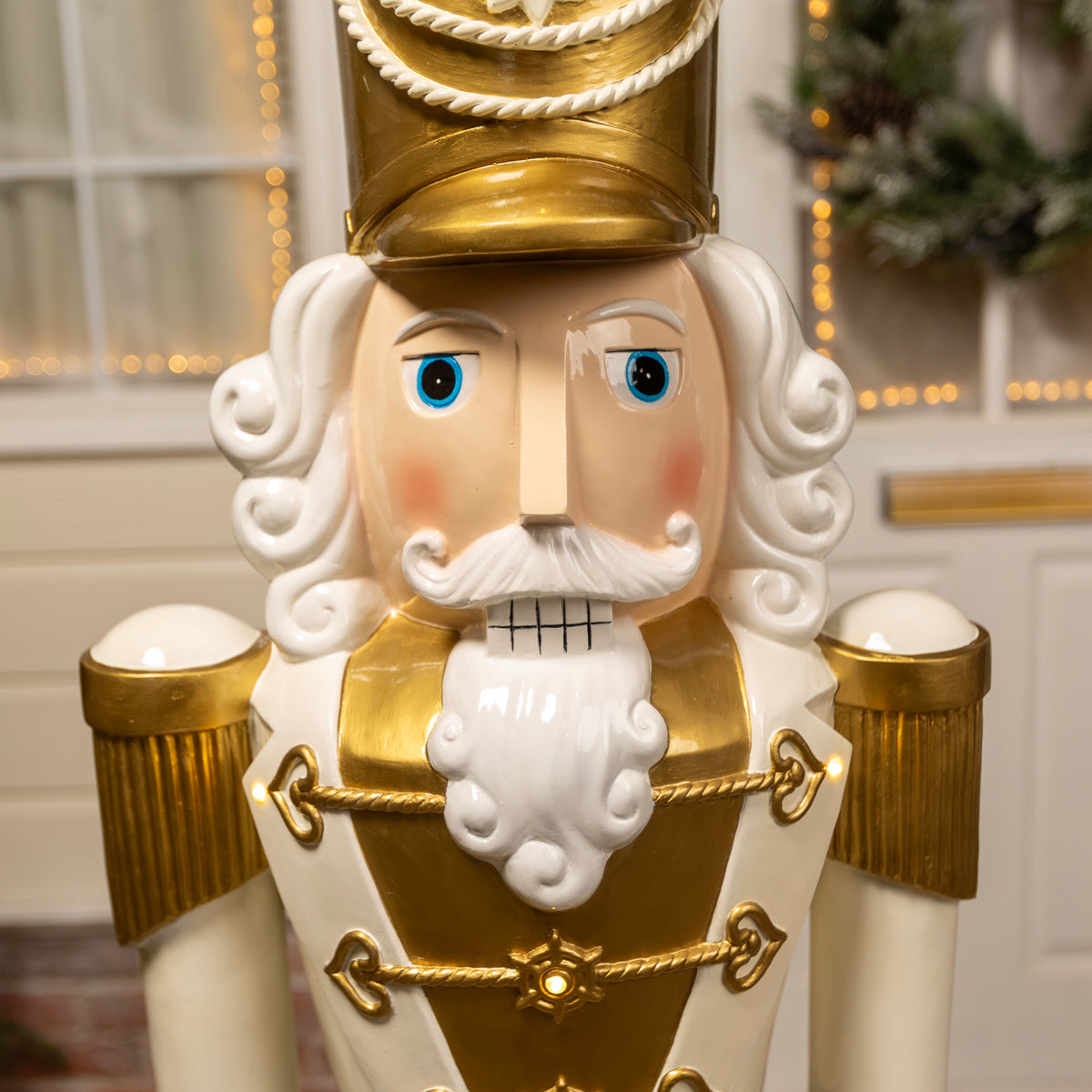 5.5ft Traditional Christmas Nutcracker Soldier - Cream and Gold with LED Lights